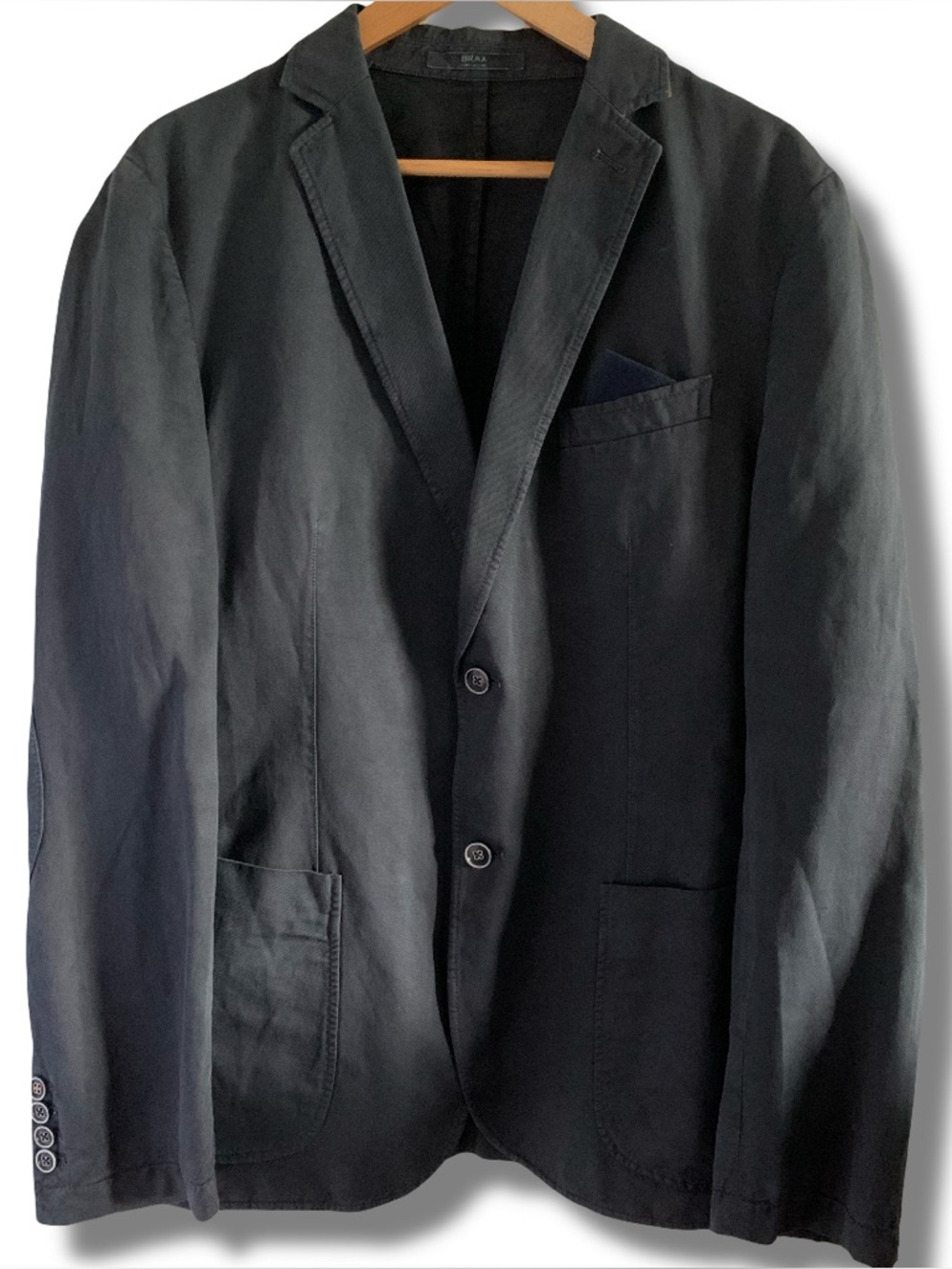 Brax Linen Cotton Blend Riva Navy Blazer Size 44R